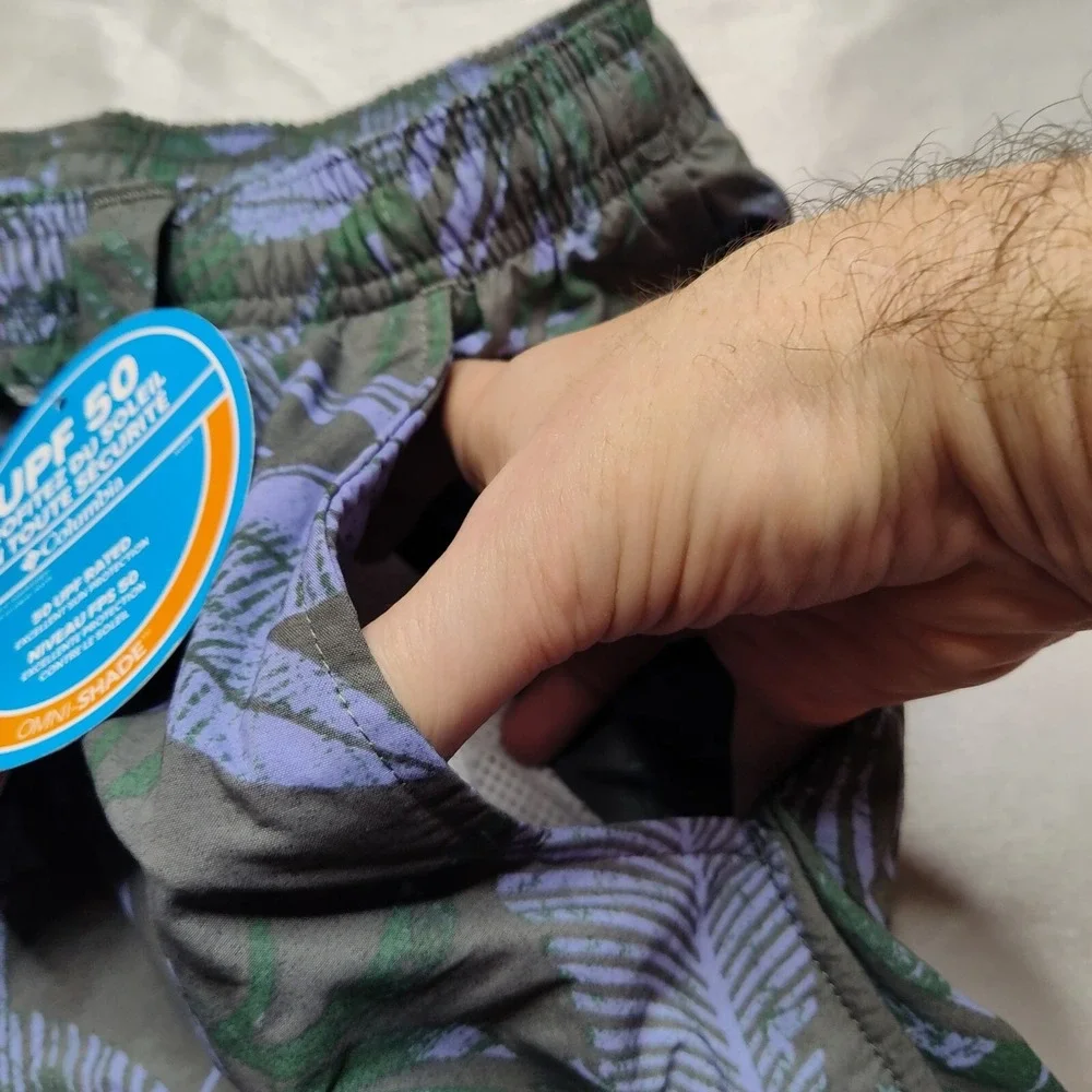 Columbia‎ PFG Men Small Super Backcast Navy Hawaiian Nylon 6
